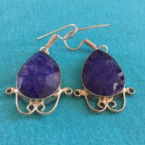 BEAUTIFUL BLUE AND SILVER EARRINGS TEARDROP SHAPE